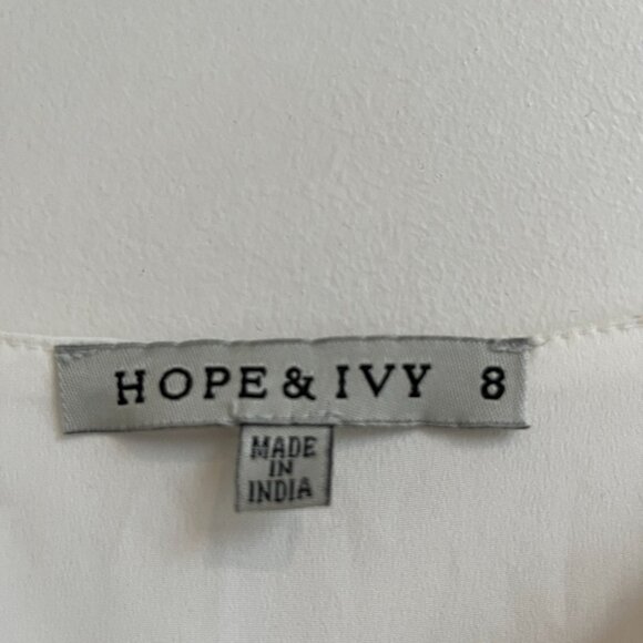 Hope & Ivy Embroidered & Beaded Midi-Length Tiered Dress in White --never worn - Picture 13 of 16